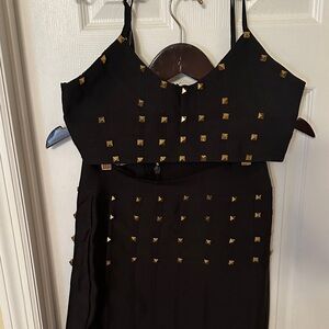 Elegant Black and Gold Studded Dress